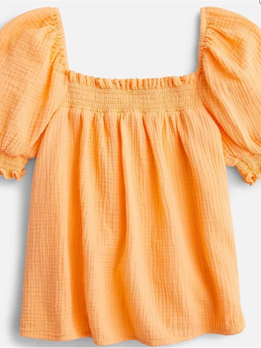 J. Crew Squareneck puff-sleeve soft gauze top